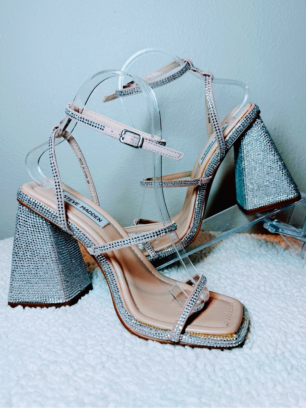 Steve Madden Rhinestone Block Heeled Sandals